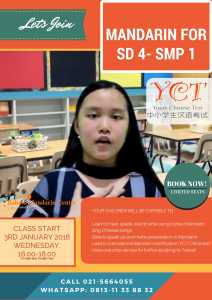 kursus mandarin anak BMC, start 3 Januari 2018
