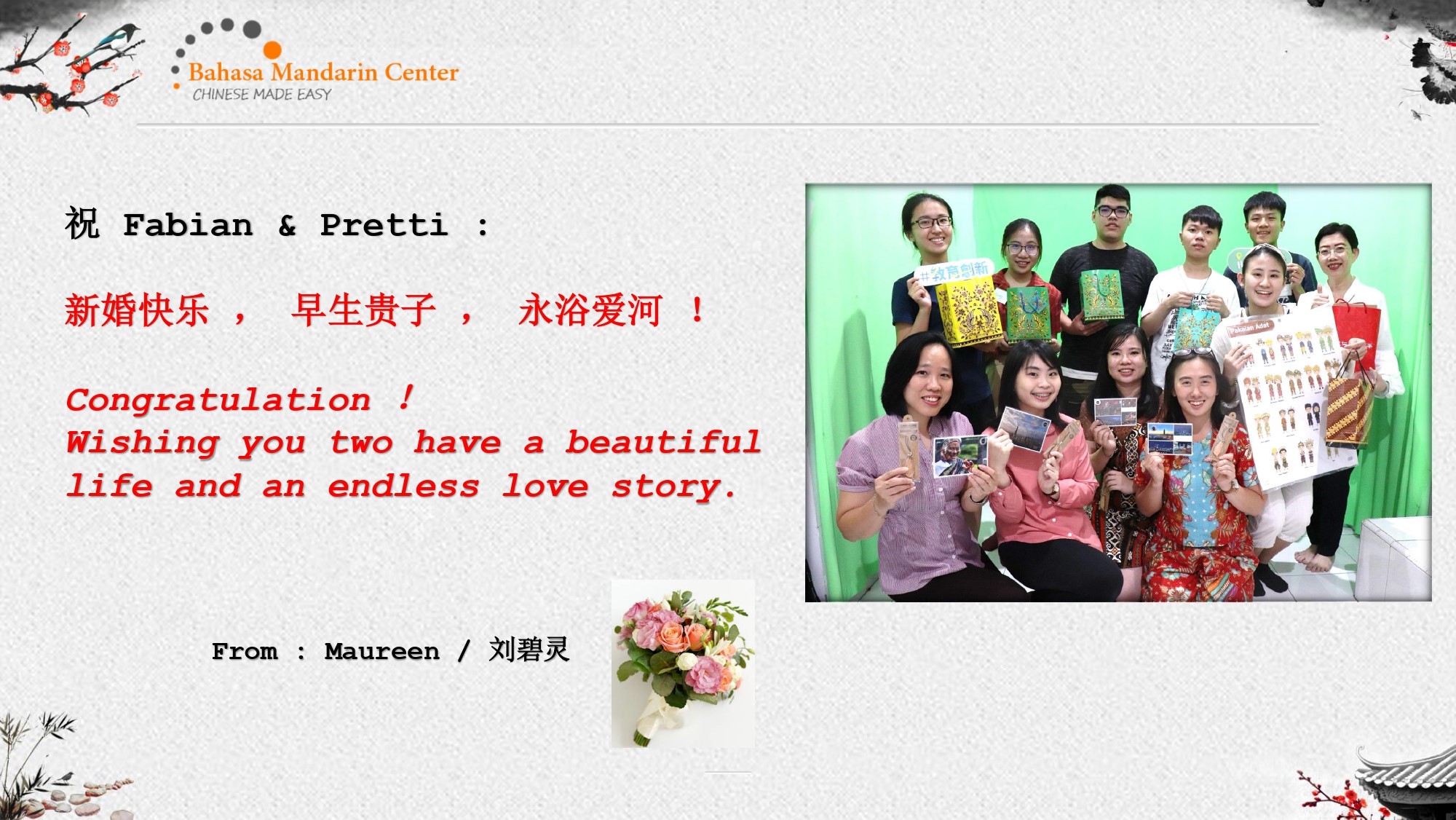 Ucapan Pernikahan dalam Mandarin oleh murid BMC