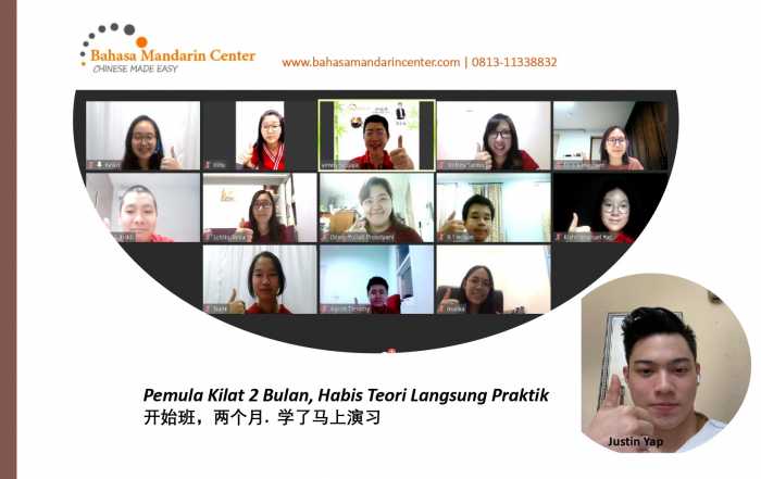 Berbicara di kelas Pemula Mandarin Kilat 2 Bulan BMC
