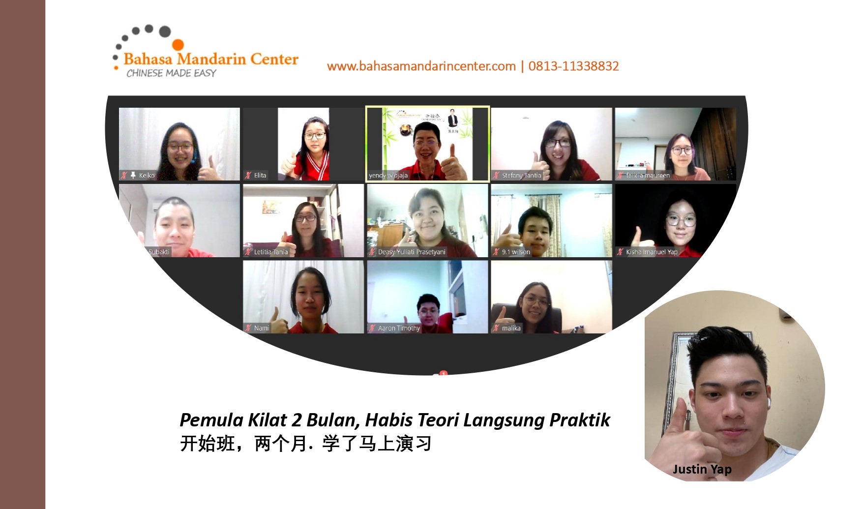 Berbicara di kelas Pemula Mandarin Kilat 2 Bulan BMC